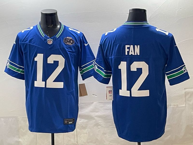 Men 2026 Seattle Seahawks #12 Fan blue Throwback Limited Nike NFL Jersey style 02